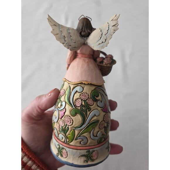 Jim Shore January Angel Birthday Girl Garnet Stone Figurine #4012550 Carnations - Picture 5 of 12